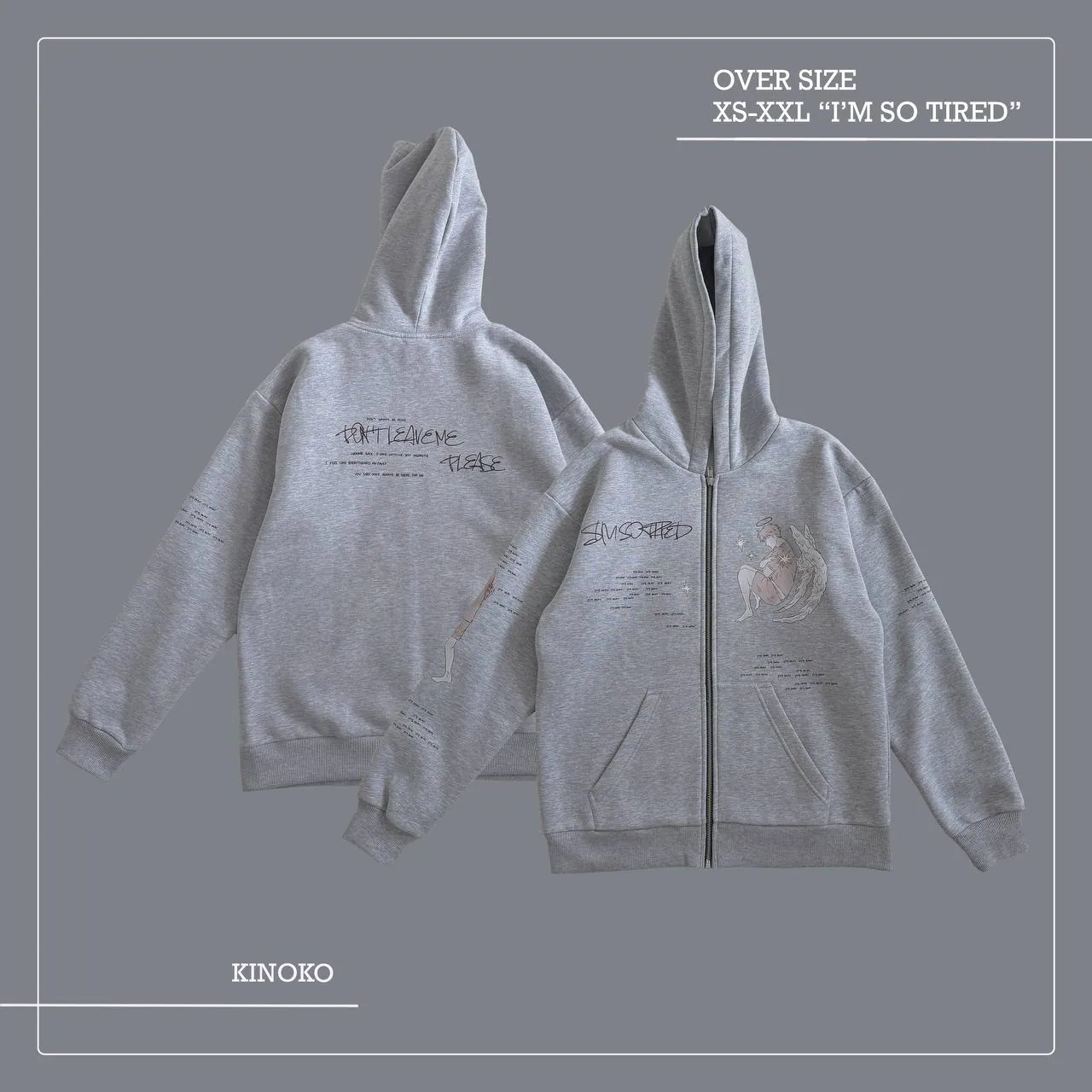 Zip-up hoodie «SO TIRED» 5