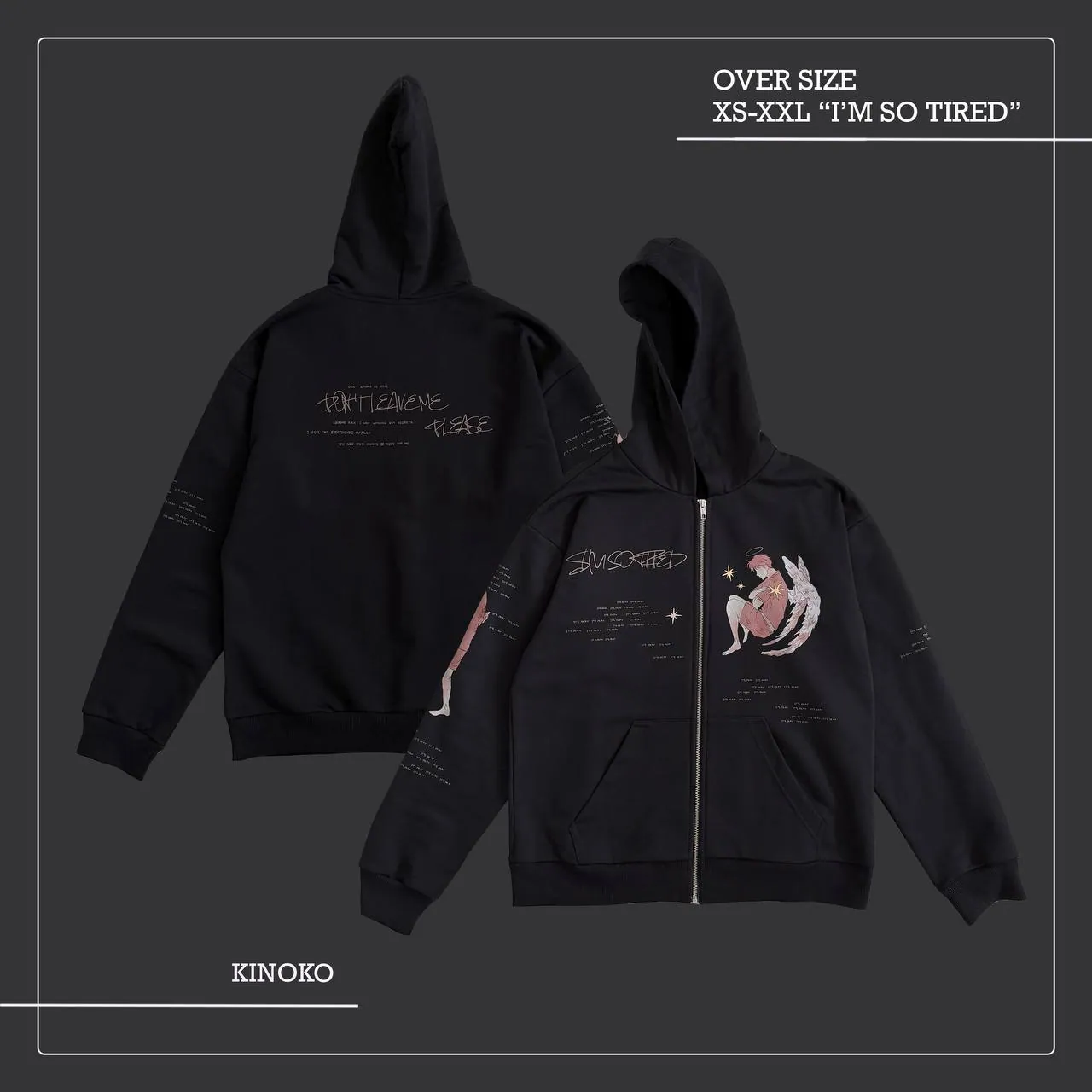 Zip-up hoodie «SO TIRED» 6